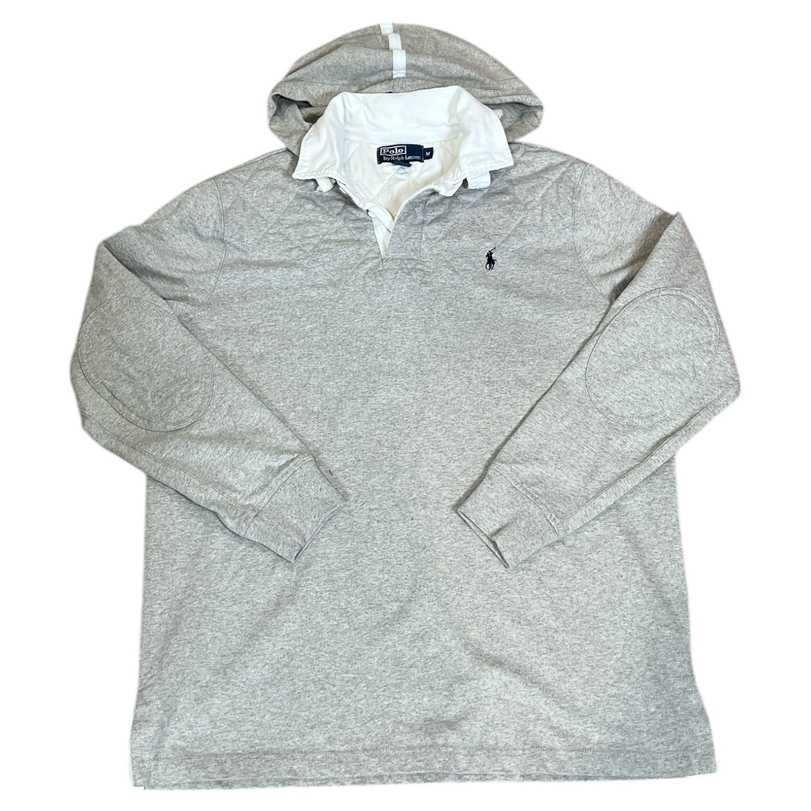 Vintage Ralph Lauren Detachable Hooded Sweatshirt Long Sleeve Gray/White, Size M