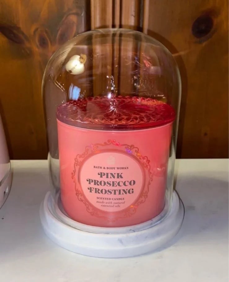 bath and body works timeless glass cloche candle holder marble base