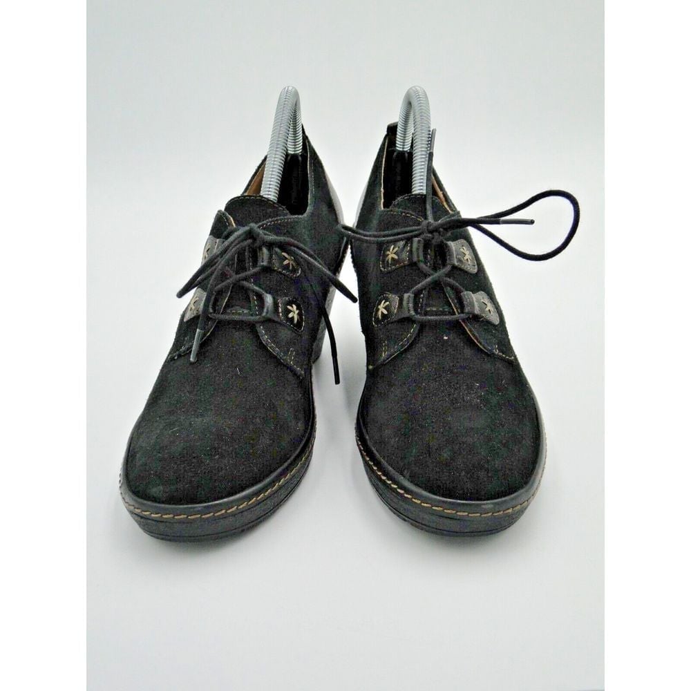 Sofft Camilla Black Suede Leather Lace Up Wedge Women's Size 9M