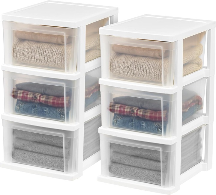 Plastic 3-Drawer Storage Organizer, 2-Pack, for Classroom Art Supplies