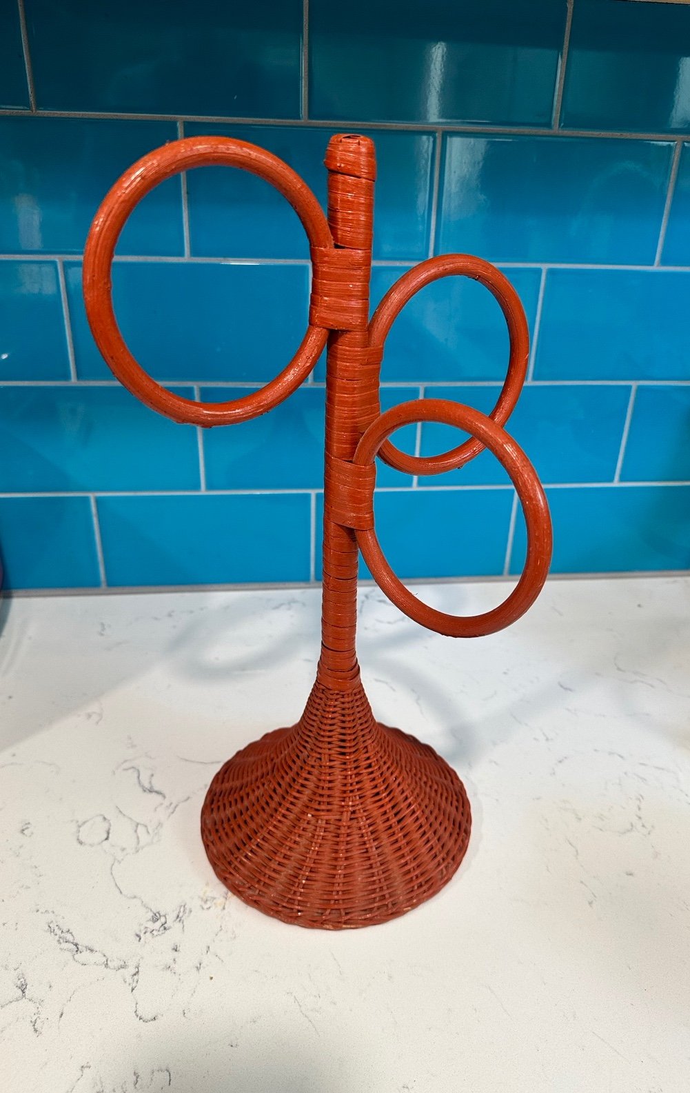 Vintage wicker guest towel holder