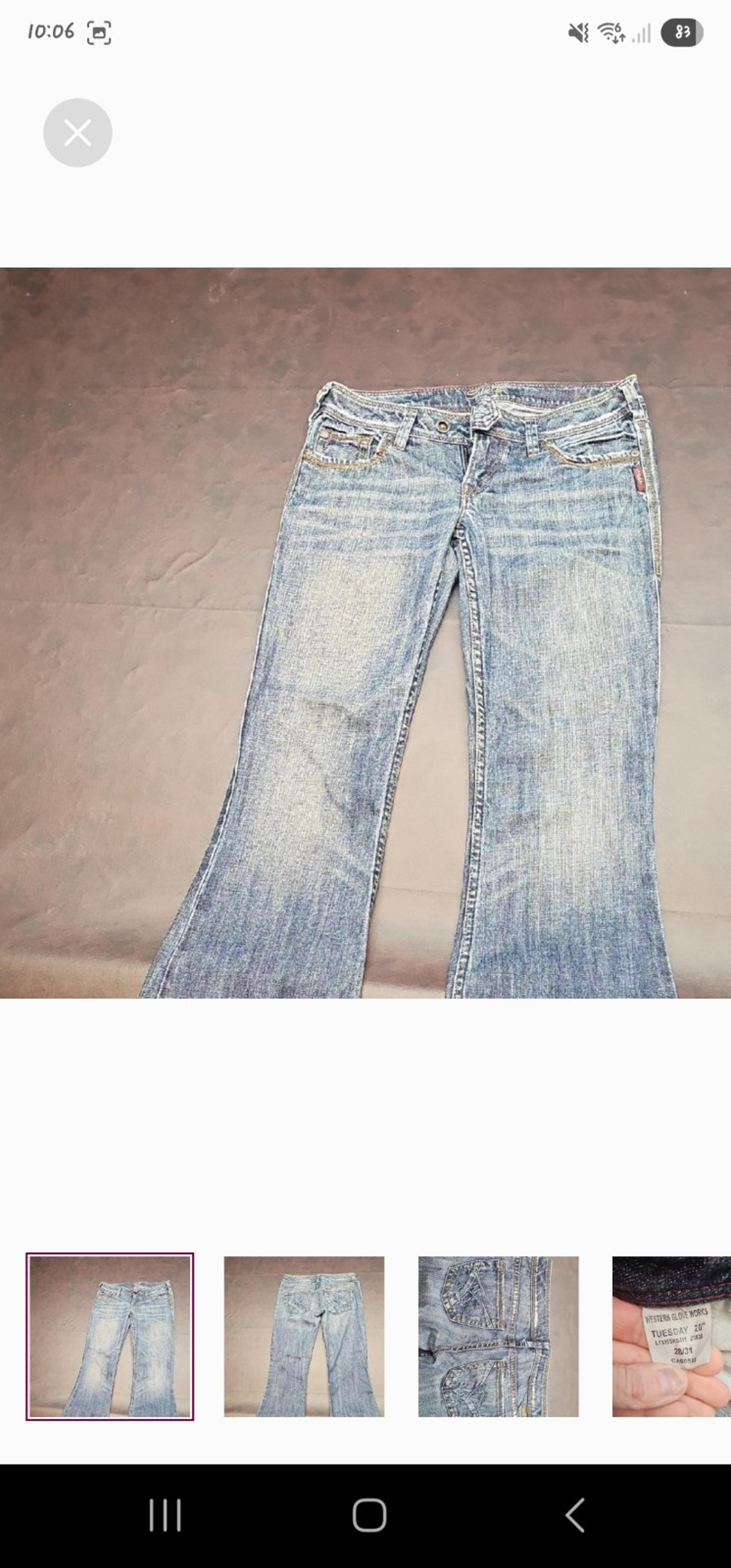 Silver "Tuesday" wide leg blue jeans. Size 28.