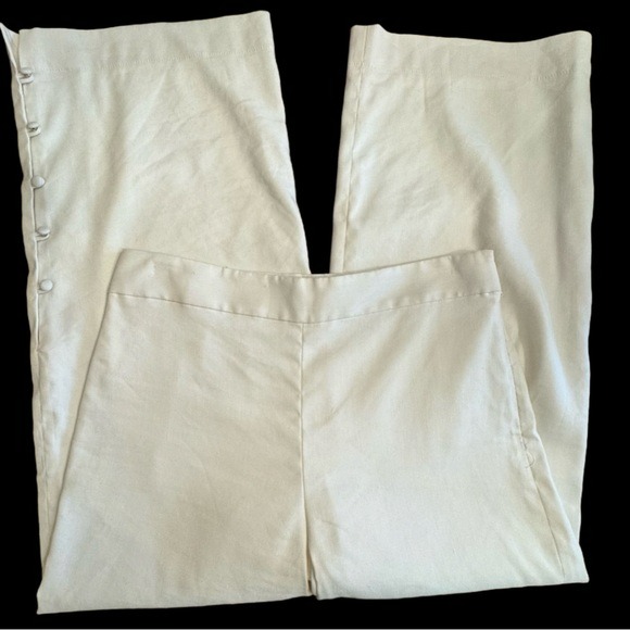 Club Monaco Wide Leg Linen Blend Trouser Pants Off White Ivory Size 8 Lined