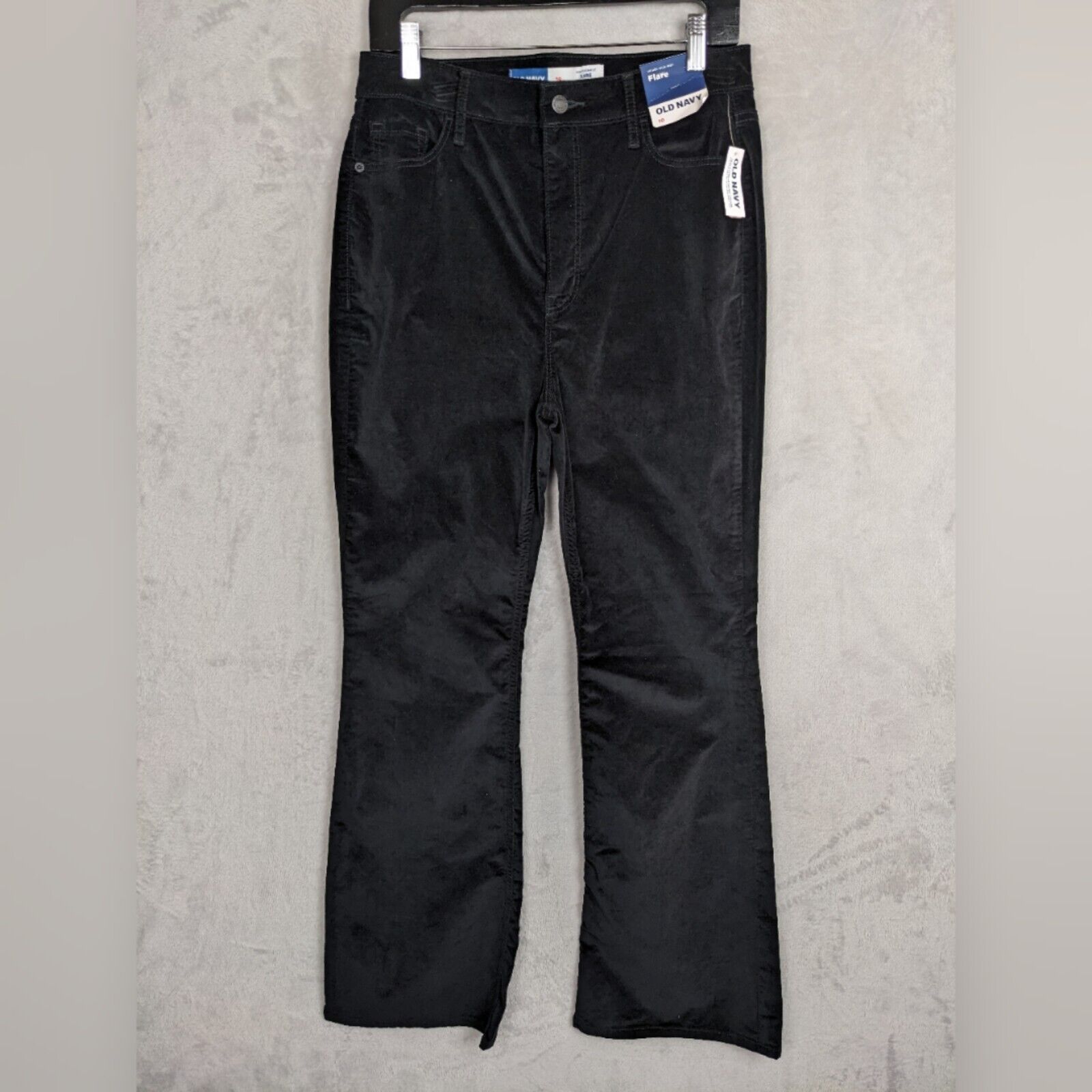NWT Old Navy High Rise Flare Pants Women 10 Black Velour Casual Career Everyday