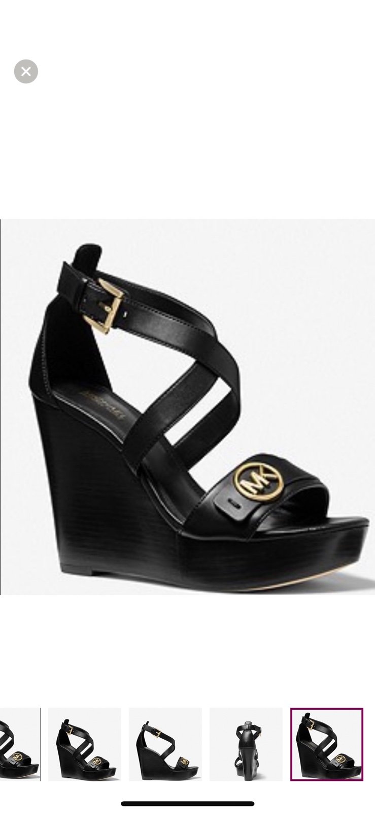 Michael Kors CARMEN faux leather NWT wedge black sandals