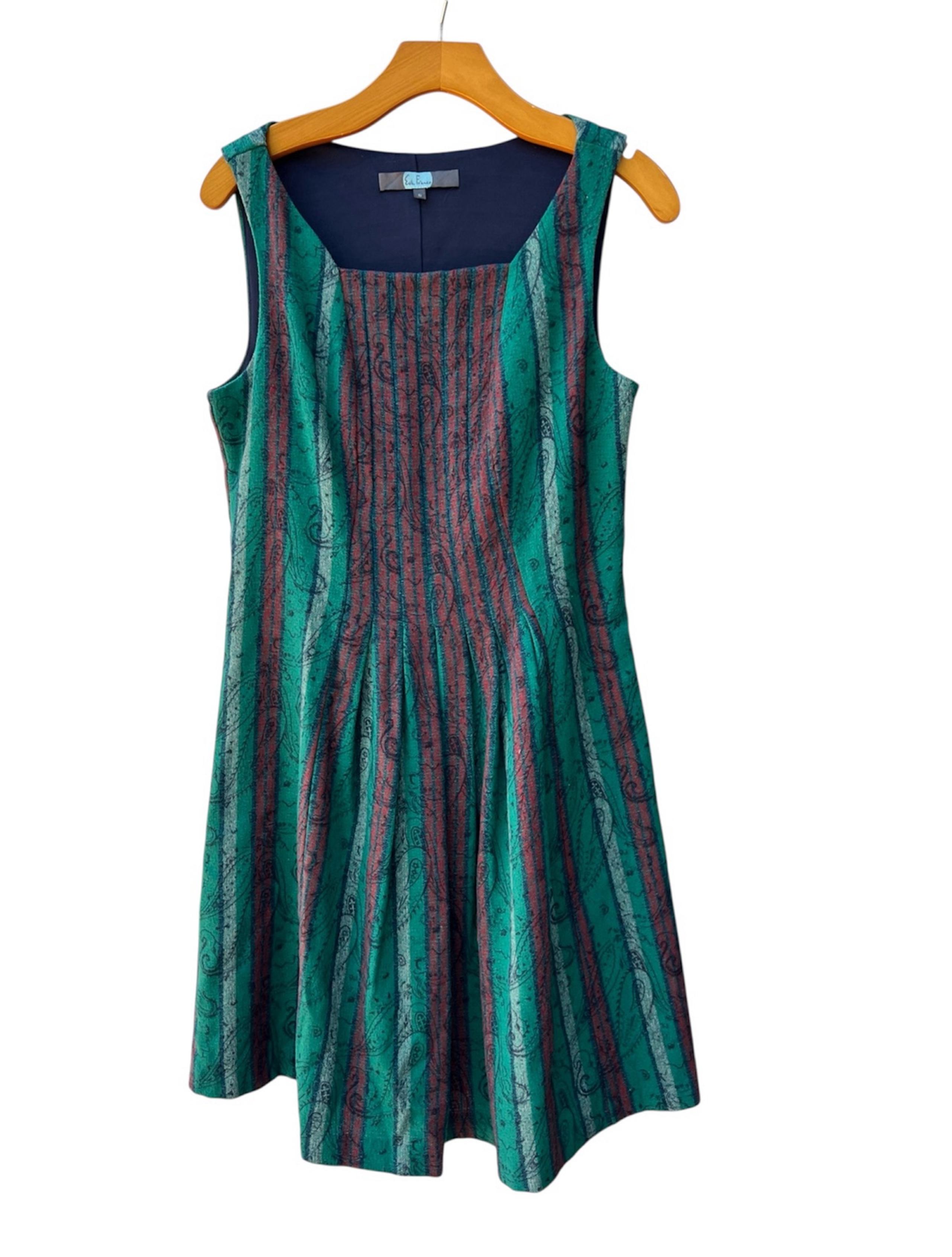 Eva Franco Multicolor Sleeveless Lined Made In USA Fit &flare Dress WM SZ 6