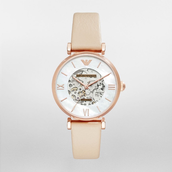 Emporio Armani Nude Leather Band Watch