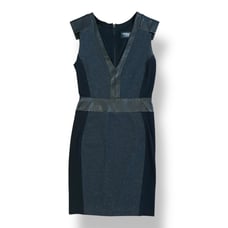Revolve LaPina by David Helwani Black Knit & Lambskin Leather Mini Dress Size S