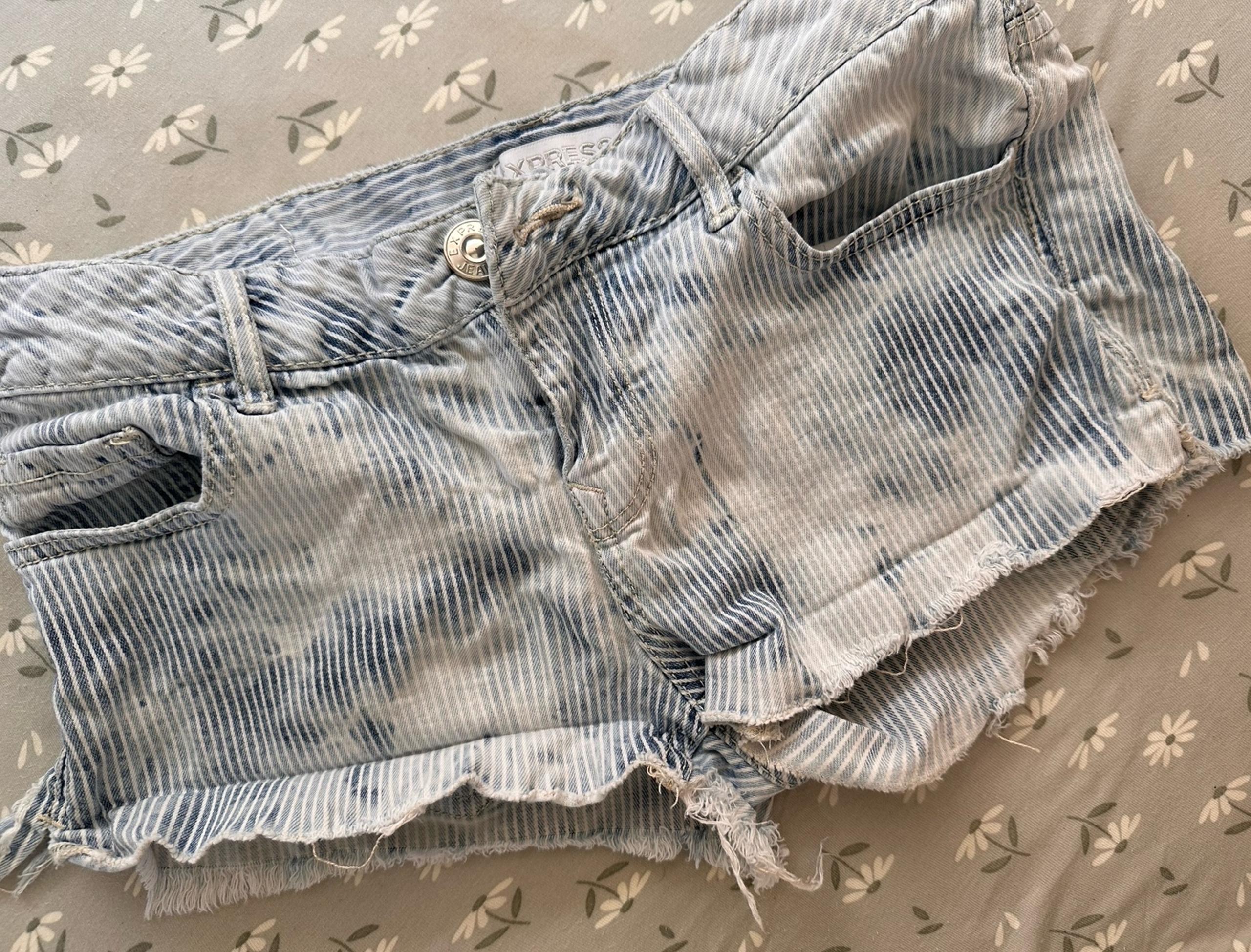 Express pinstripe denim shorts
