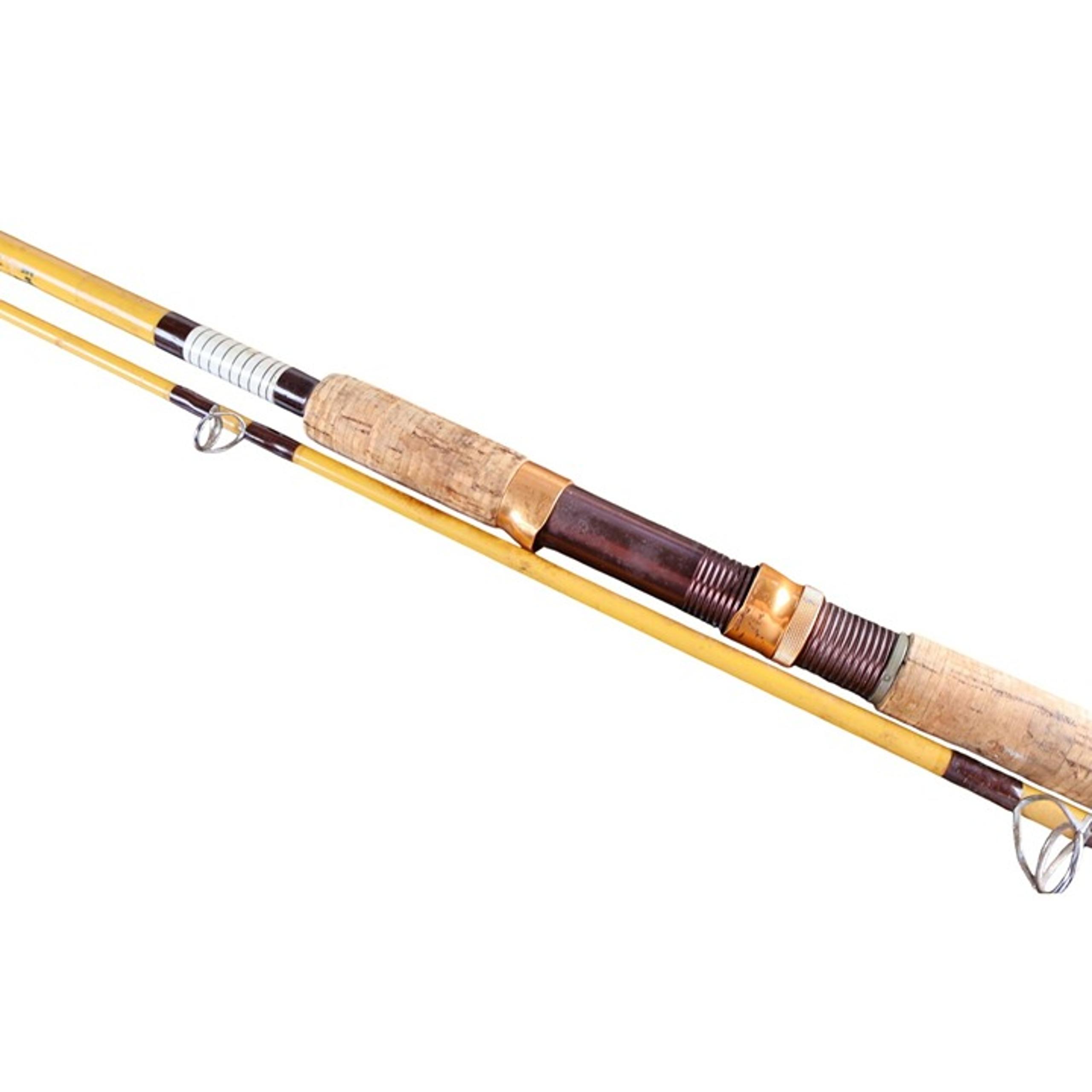 Wright McGill Golden West MGW Vintage 8FT Fiberglass Spinning Rod 2pc Cork Grip