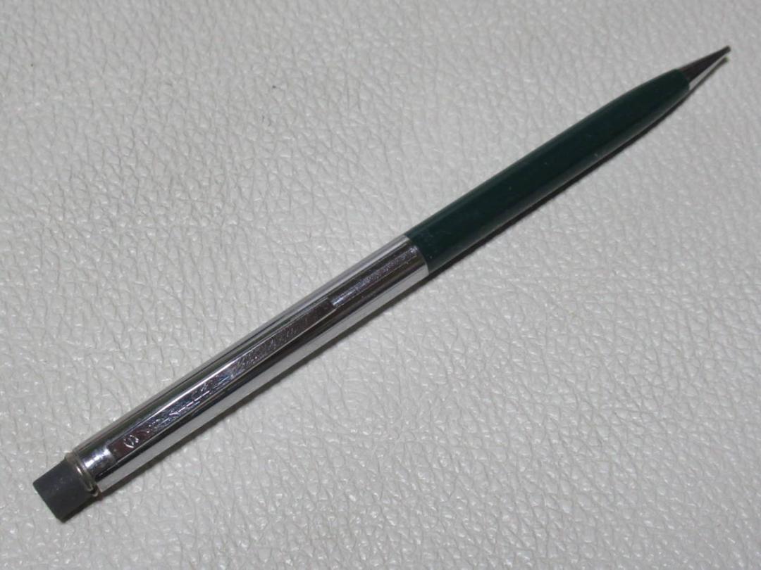 Unused 1950s USA-made Sheaffer Pencil, Green Barrel + Metal Barrel, with Eraser on Top