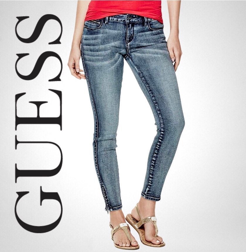 Pants for women skinny authentic Guess turquoise spring silk style ankle vintage