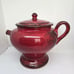 Vintage Hand Painted Unique Large Ceramic Teapot, Red, Brown, Italy