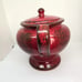 Vintage Hand Painted Unique Large Ceramic Teapot, Red, Brown, Italy