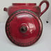 Vintage Hand Painted Unique Large Ceramic Teapot, Red, Brown, Italy