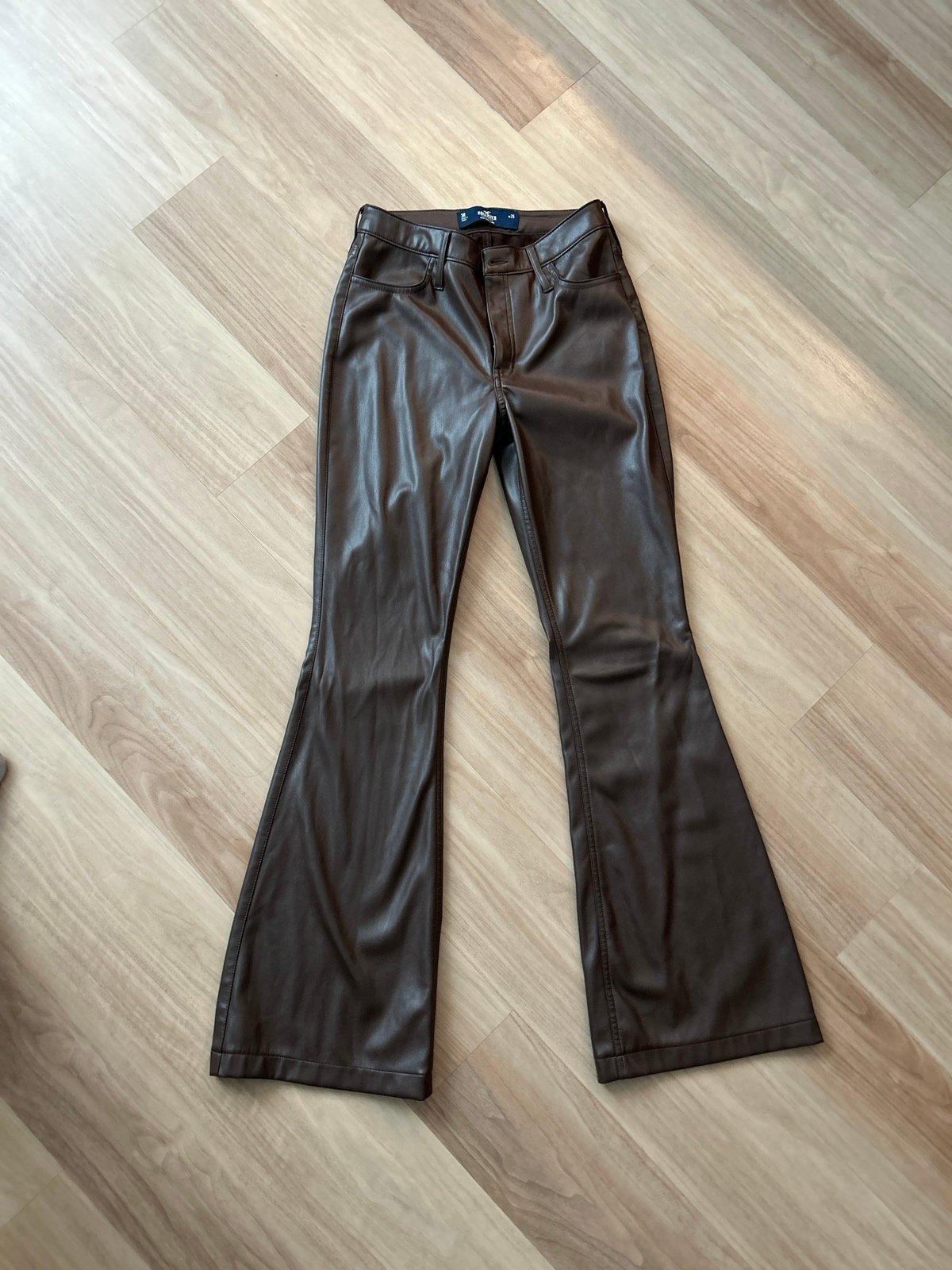 Brown Flared Leather Hollister Pants/Jeans
