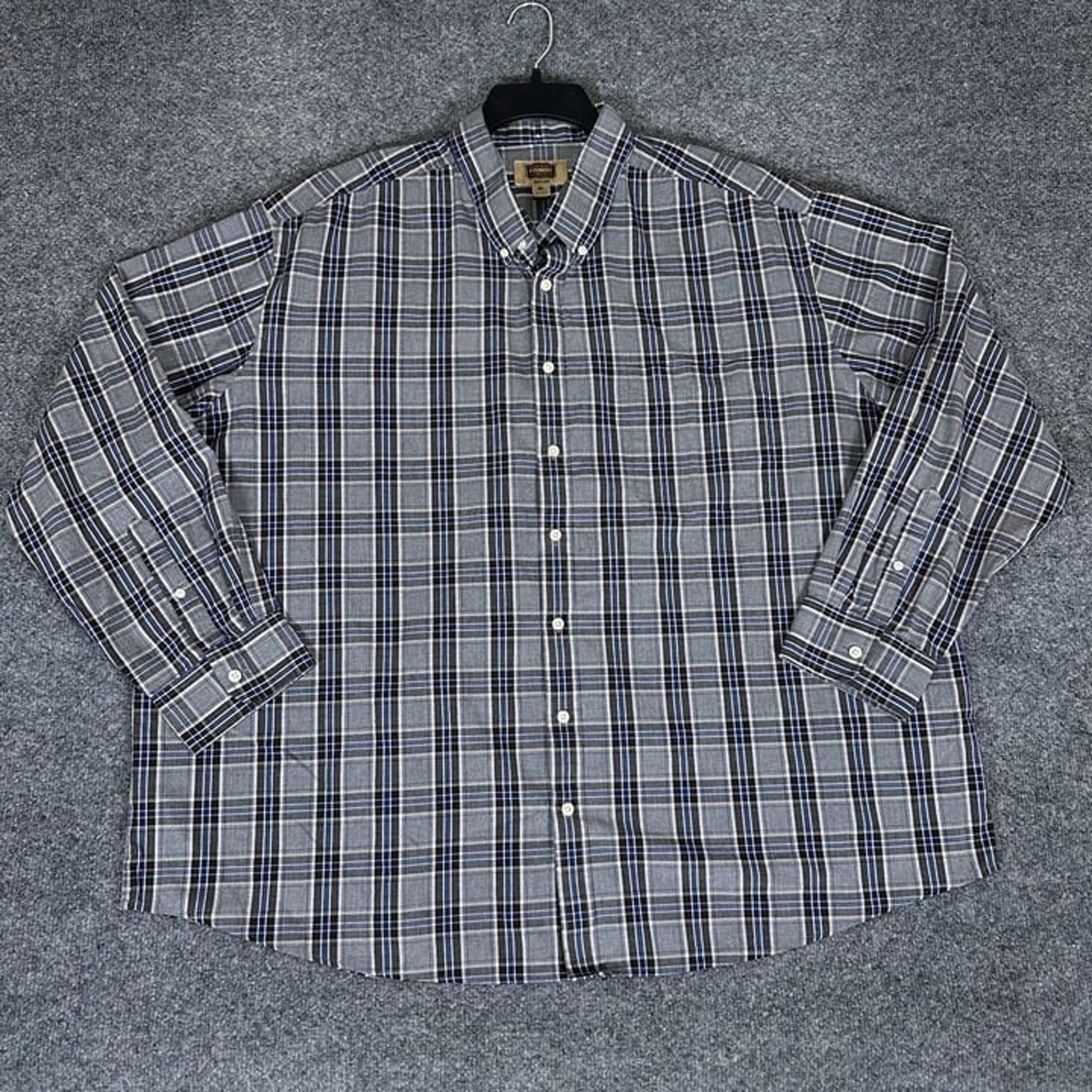 Foundry Supply Co Shirt Mens 3XL Blue Grey Plaid Long Sleeve Button-Down Adult