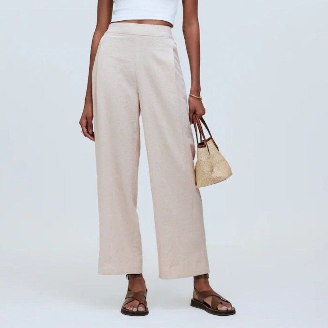 Madewell Pull-On Straight Crop Pants Cream Size 10/L NWT