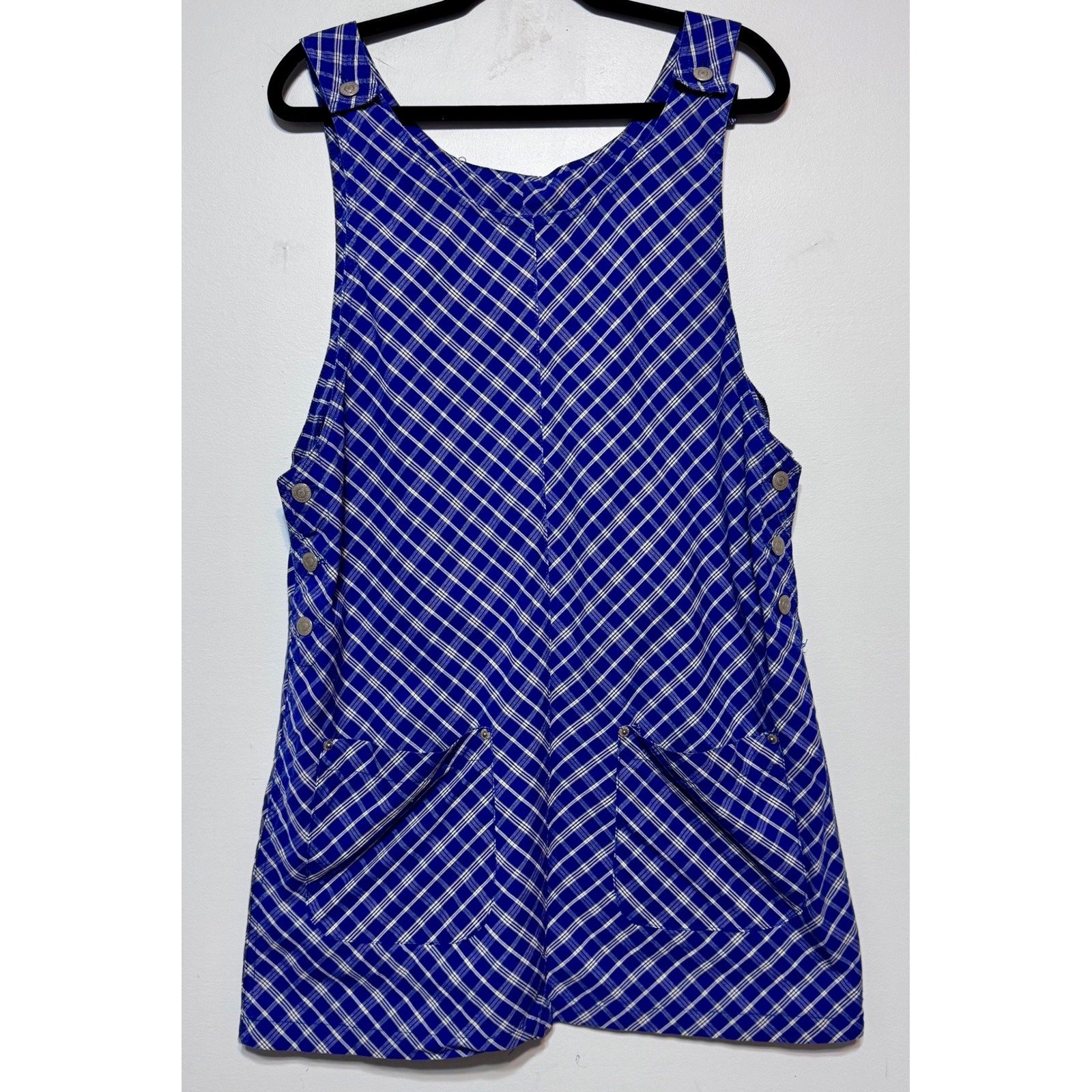Vintage Y2K Plaid Apron Pinafore Dress Size Large USA Made Farmcore Cottagecore