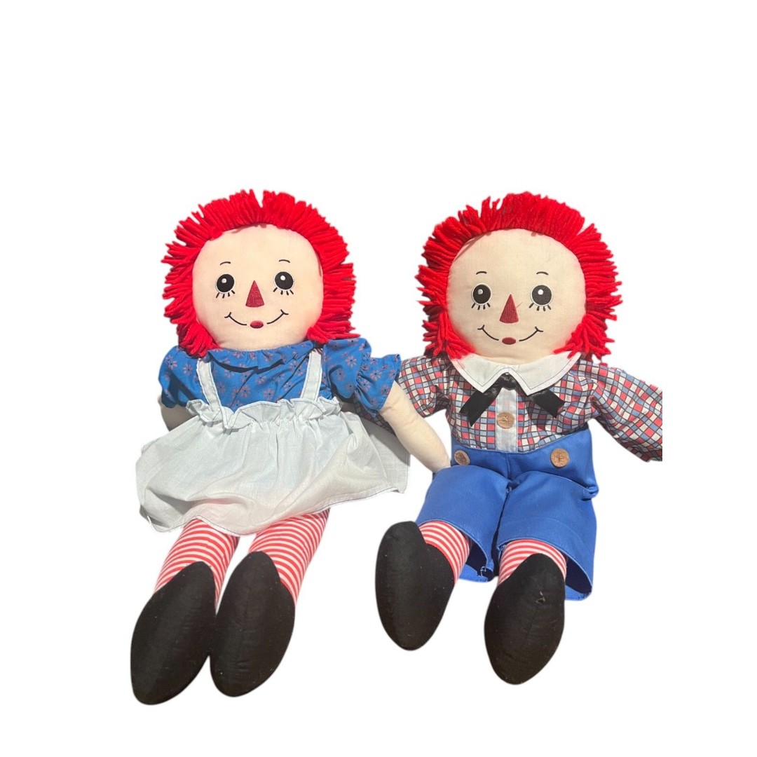 Vintage Rare 1970s Knickerbocker Raggedy Ann & Andy Dolls Collectible Plush Toys