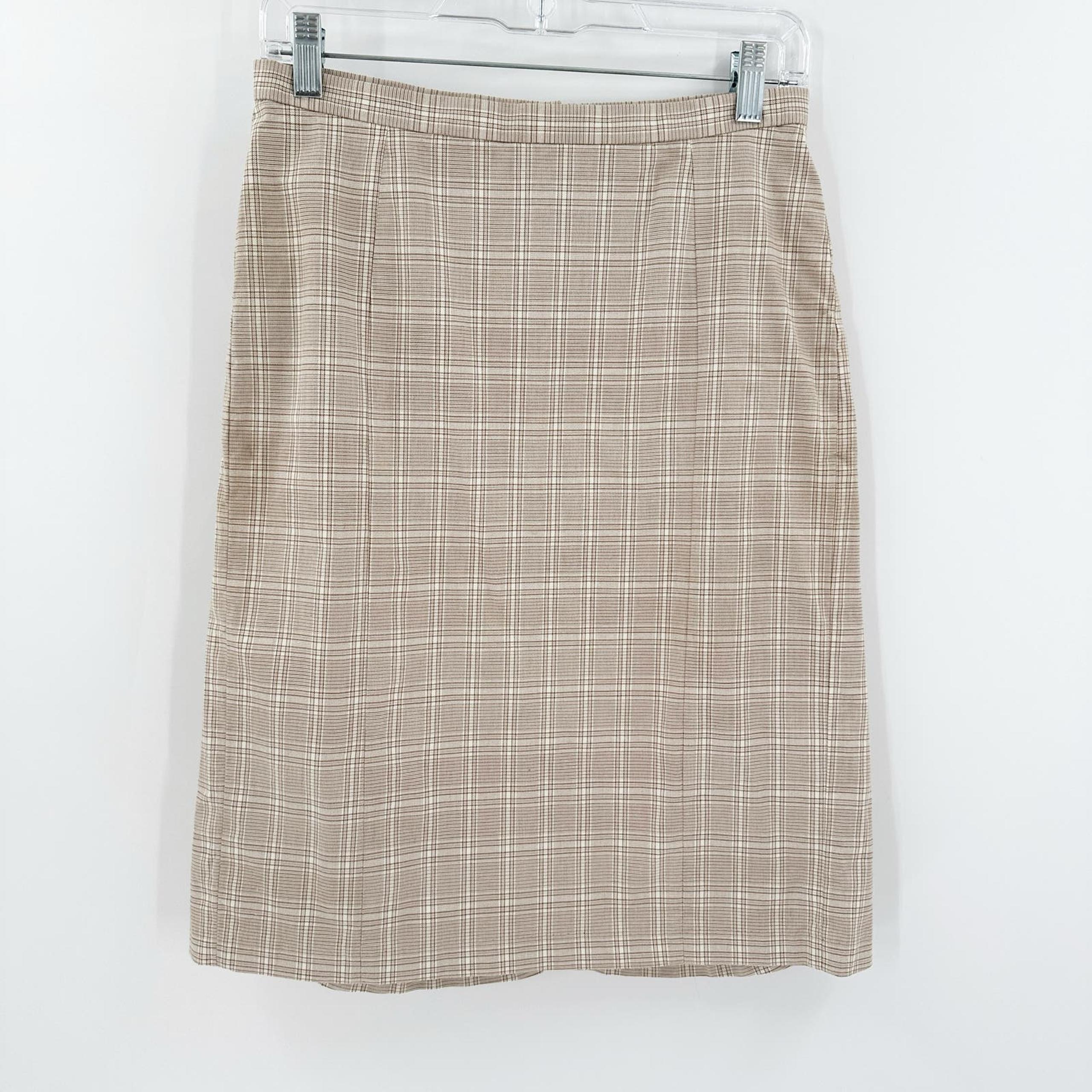 GAP Brown Plaid Cotton Blend Stretch Knee Length Casual A-Line Skirt Size 4