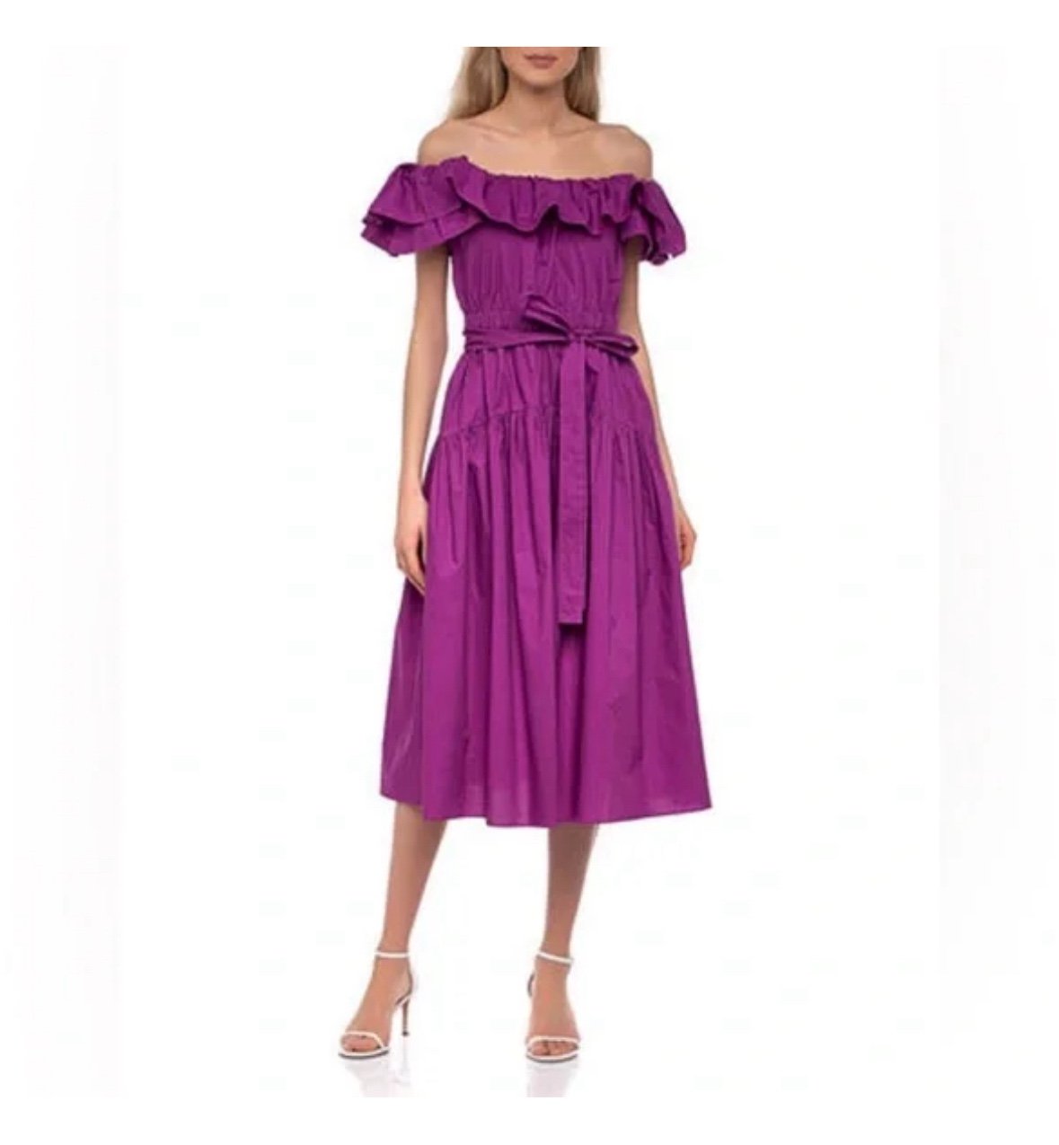 Ulla Johnson Purple Amira Ruffle Shoulder Tiered Midi Dress In Orchid