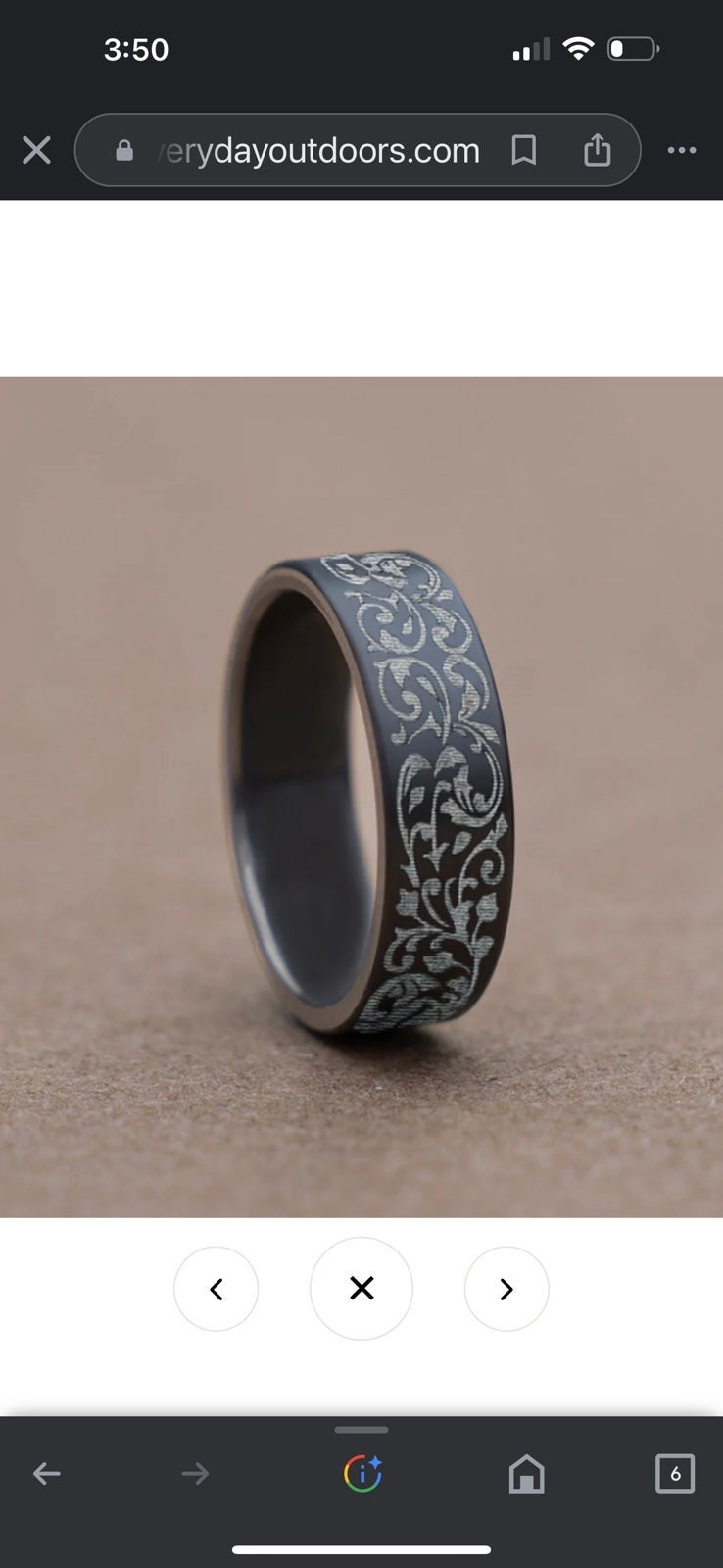 Men’s Wedding Band - GUNMETAL VINE & LEAF BARREL BAND