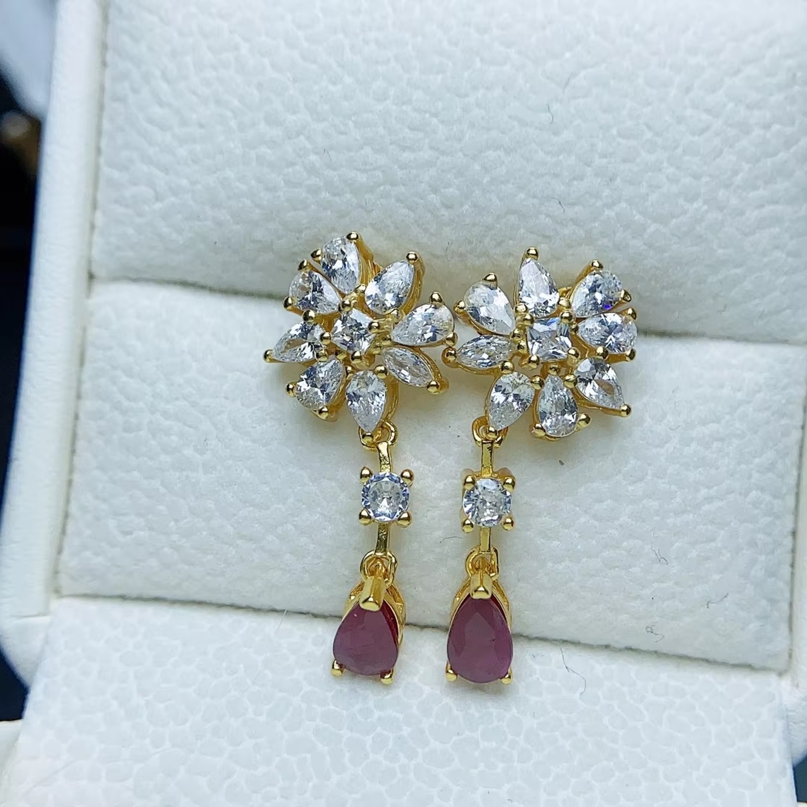 Natural Ruby Gemstone Earrings, Ruby Earrings 925 Sterling Silver 4x6mm