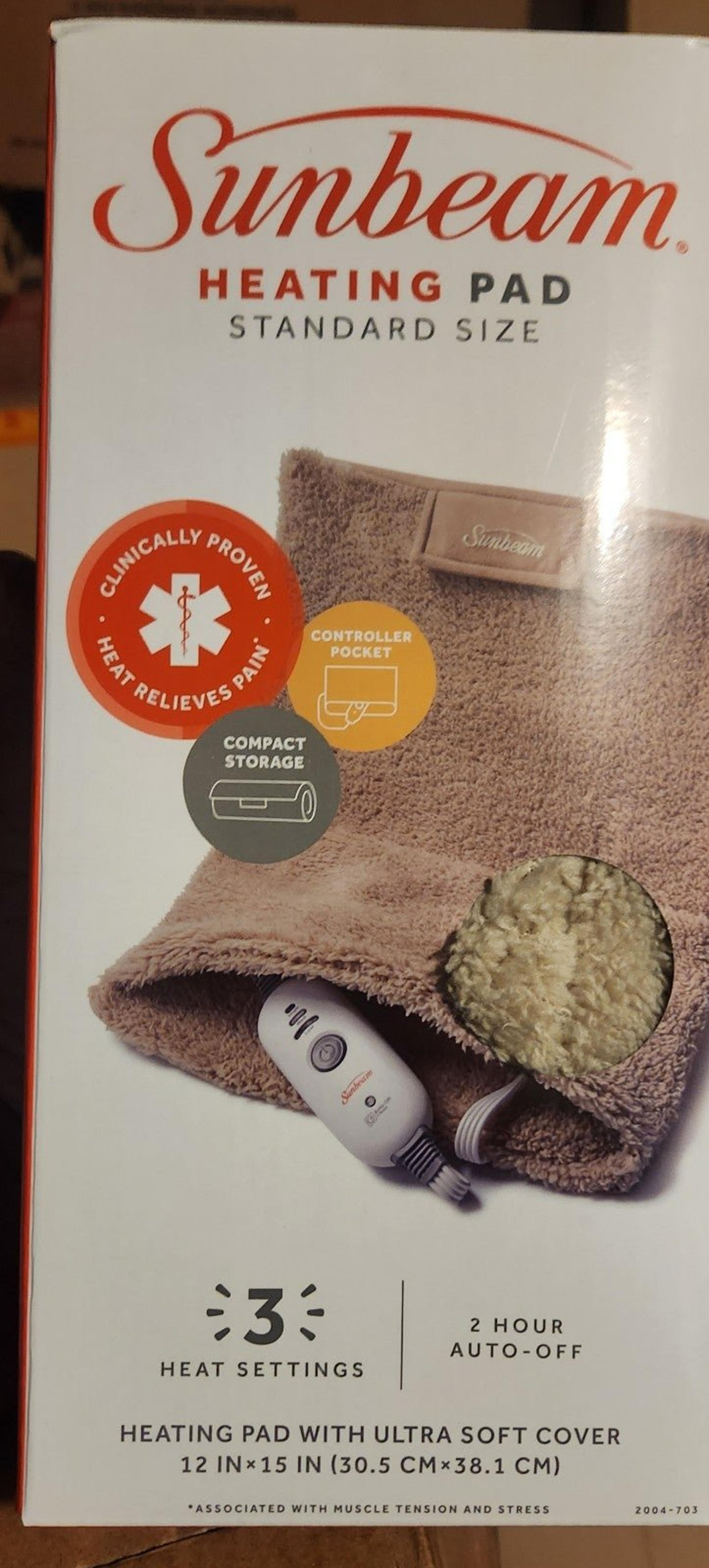 Sunbeam Heating Pad for Pain Relief | Standard Size Ultra-Soft, 3 Heat Settings