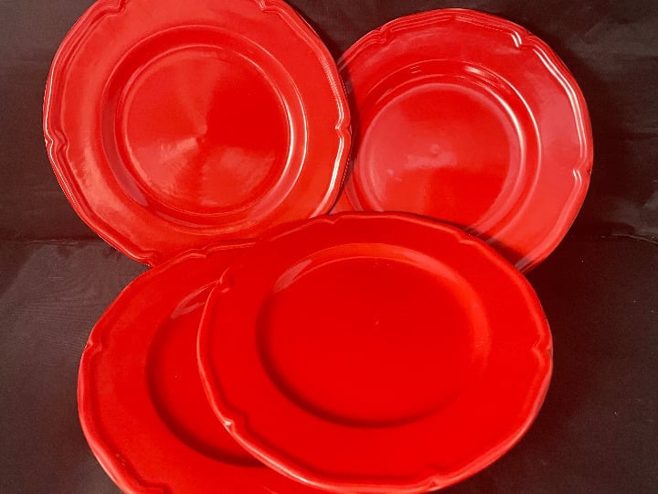JC Penny Home Collection Bistro Dinnerware Red 4 Salad Plates 8