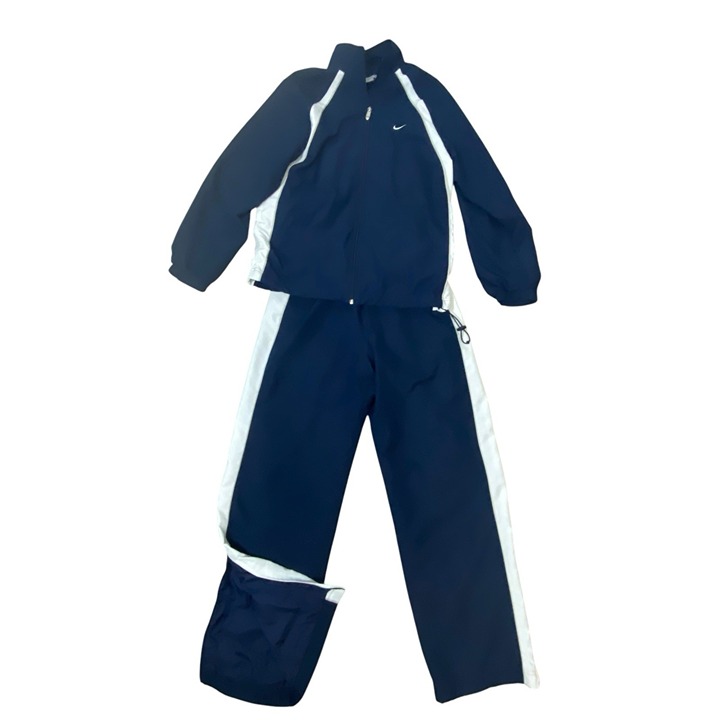 Nike Y2K Mesh Lined Track Suit Mens Size Medium Navy Blue White Stripe Polyester