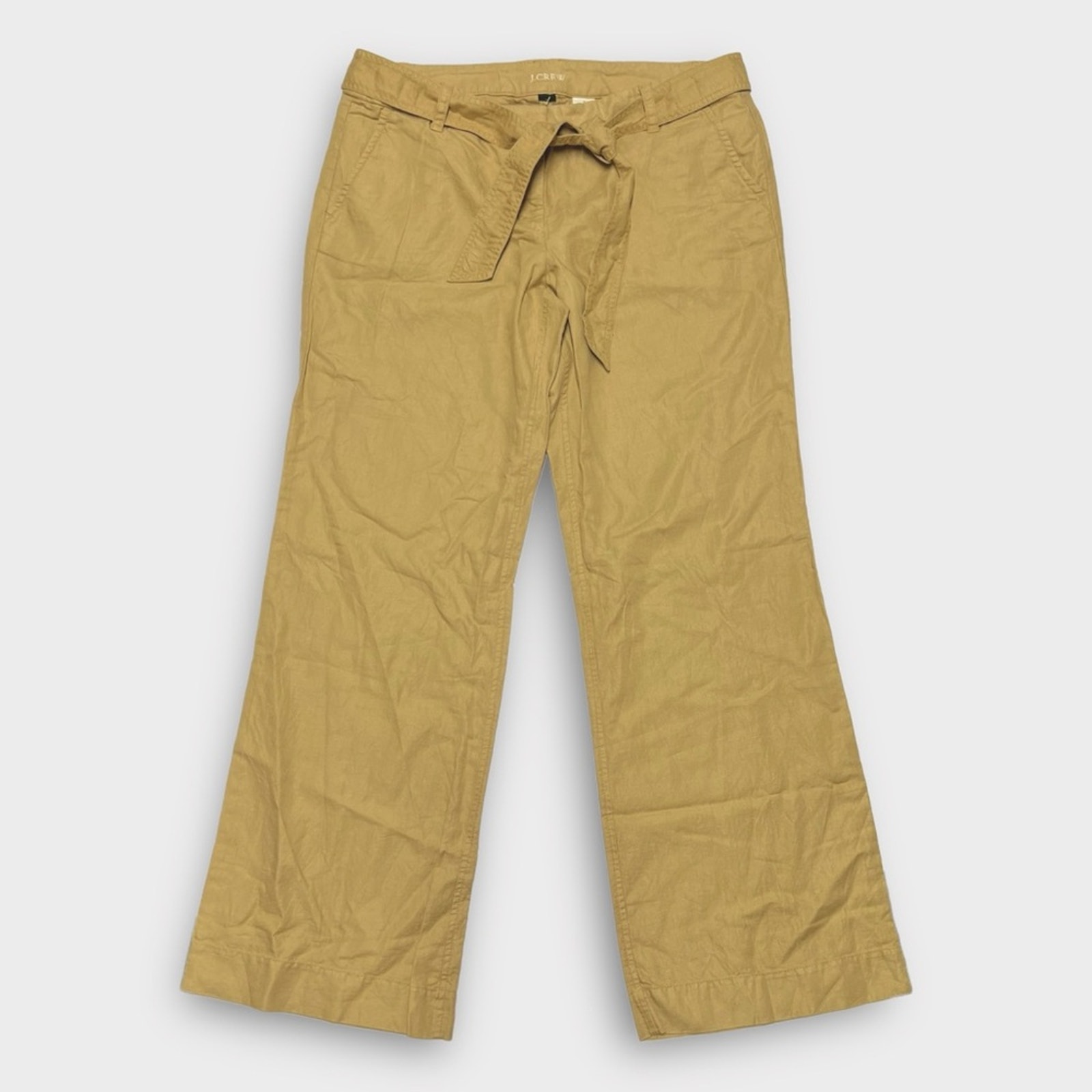 J.Crew City Fit Linen-Cotton Blend Belted Flare Pants Size 10 NEW