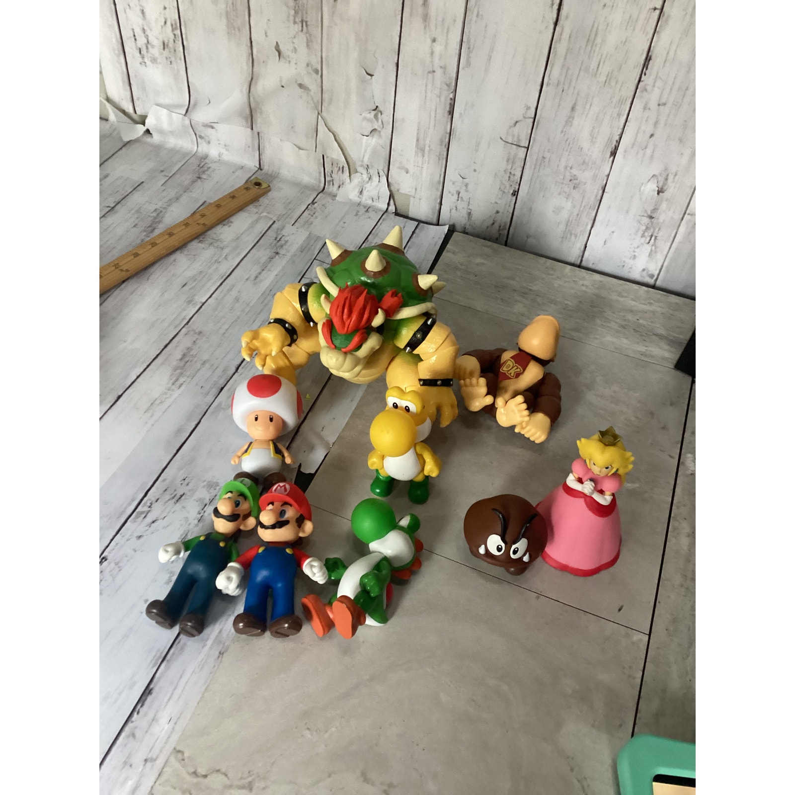 Lot of 9 Nintendo Super Mario Figures Bowser Mario World of Nintendo Playset