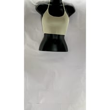 BABATON Women's Tan Ribbed Tie-Neck Halter Scoop-Neck Crop Top SZ S