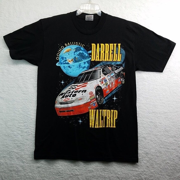 Darrell Waltrip NASCAR T Shirt Sz Large Western Auto Parts Vintage 90s Made USA