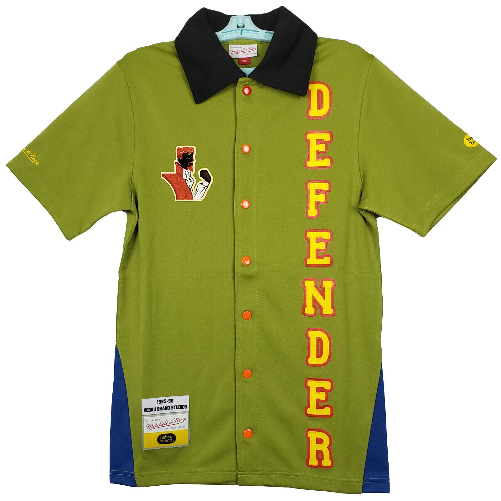 Hebru Brantley Mitchell & Ness Small Shooting Shirt Cut & Sew Art Green Blue NWT