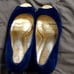 Lilly Pulitzer Resort Chic Wedge Bomber Blue Suede 7 Open Toe Wood Wedge EUC