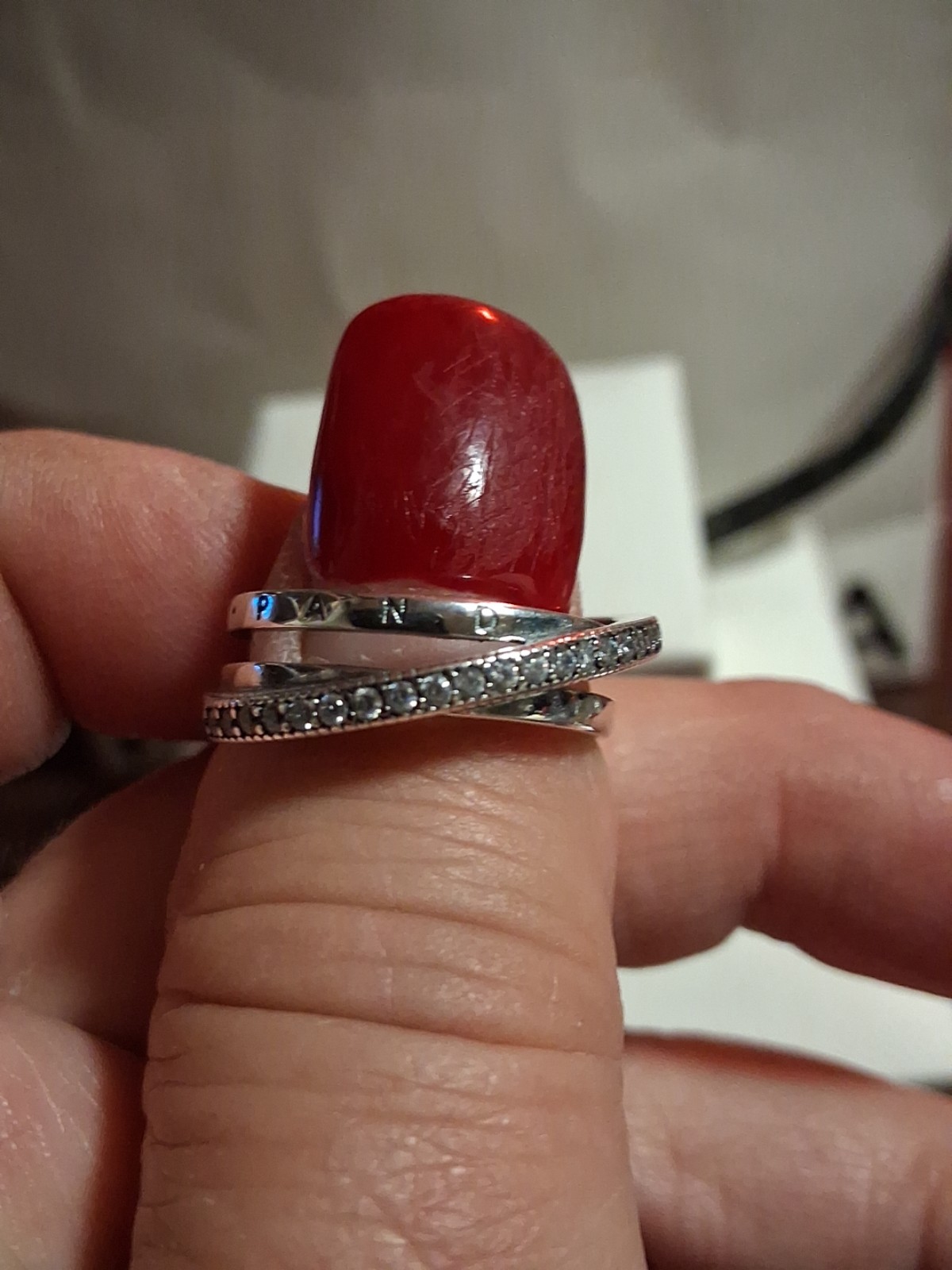 Pandora authentic brand new sterling silver crossover pave triple band ring 8