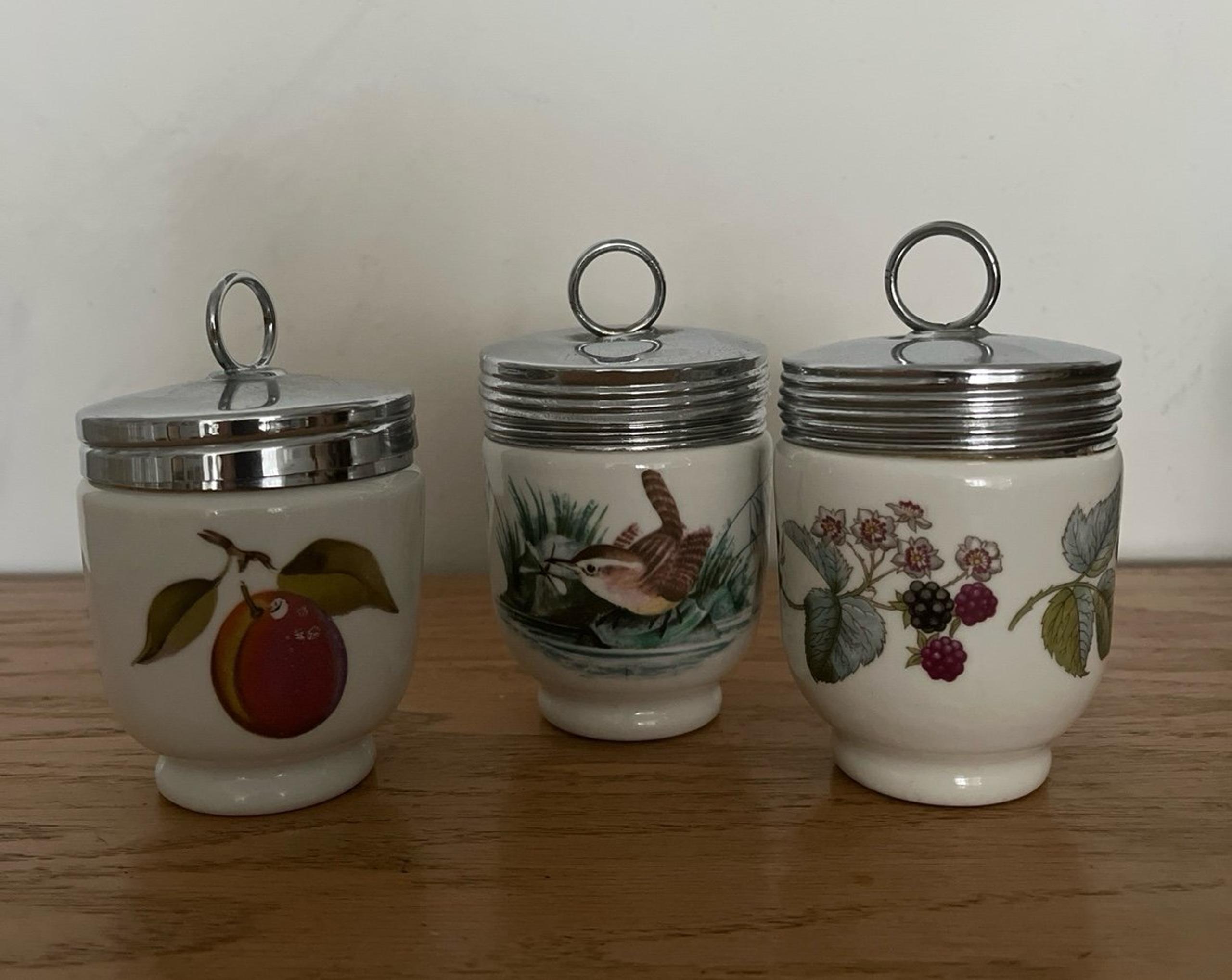 Vintage Royal Worcester Porcelain Egg Coddler Set of 3
