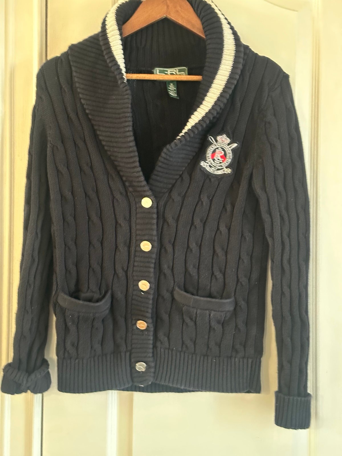 Vintage Polo Ralph Lauren Cardigan Sweater cable knit black cardigan