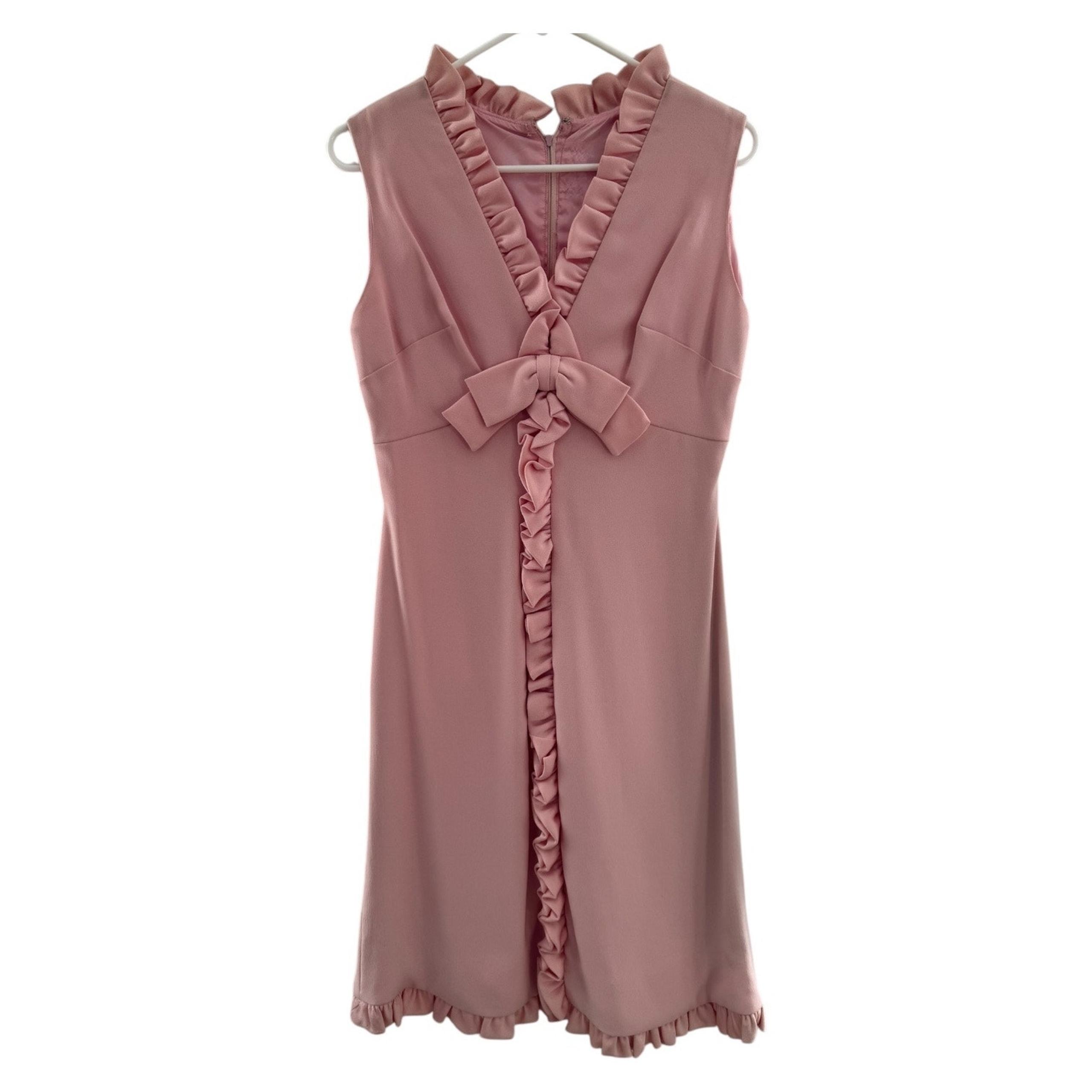 Vintage unbranded pink shimmer ruffled sleeveless dress small- medium