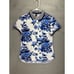 Polo Golf Ralph Lauren Shirt Womens Small Blue Floral Wicking Golfer Rugby NEW