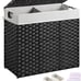 130L Wicker Laundry Baskets Foldable 2 Removable Liner Bags