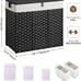 130L Wicker Laundry Baskets Foldable 2 Removable Liner Bags