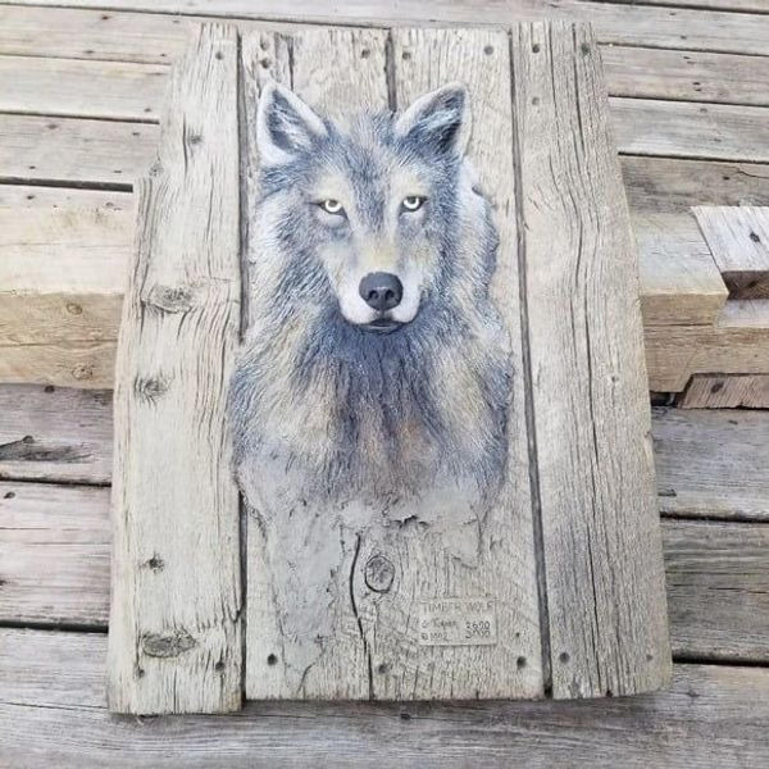 George Turner Limited Edition Hand Painted Relief Sculpture "TIMBER WOLF" 1992