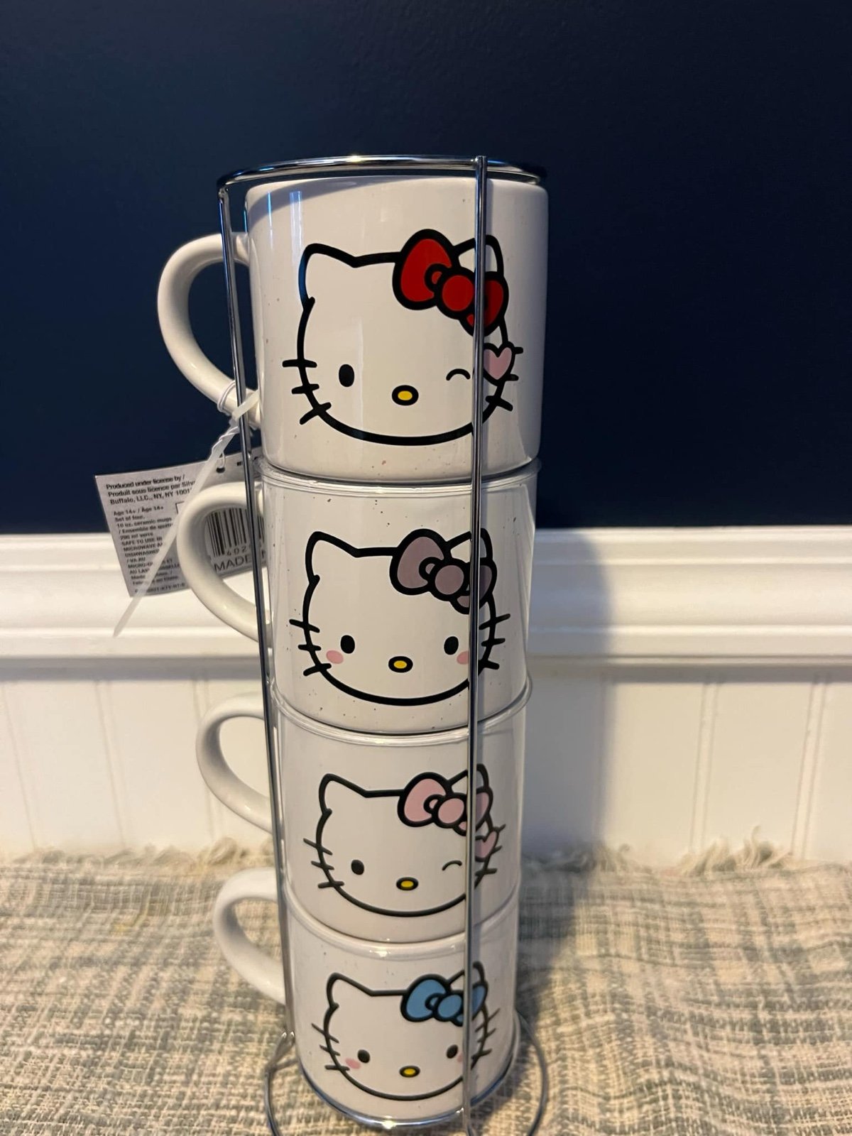 New Hello Kitty Ceramic Stacking 4 Set Of 3oz Mugs
