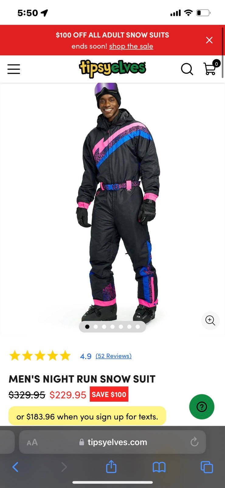 Tipsy Elves Ski Suit Mens Large