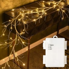 Lighted Birch Garland with Timer 48 LED Fairy Lights 6ft Battery Operated