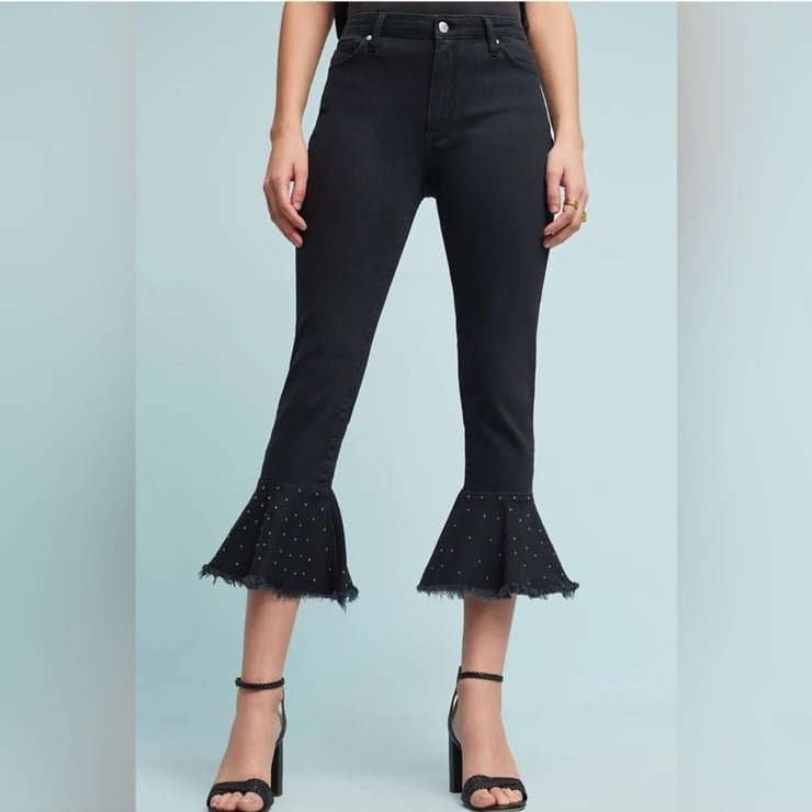 Pilcro Embellished High-Rise Slim Flounced Jeans Size 29