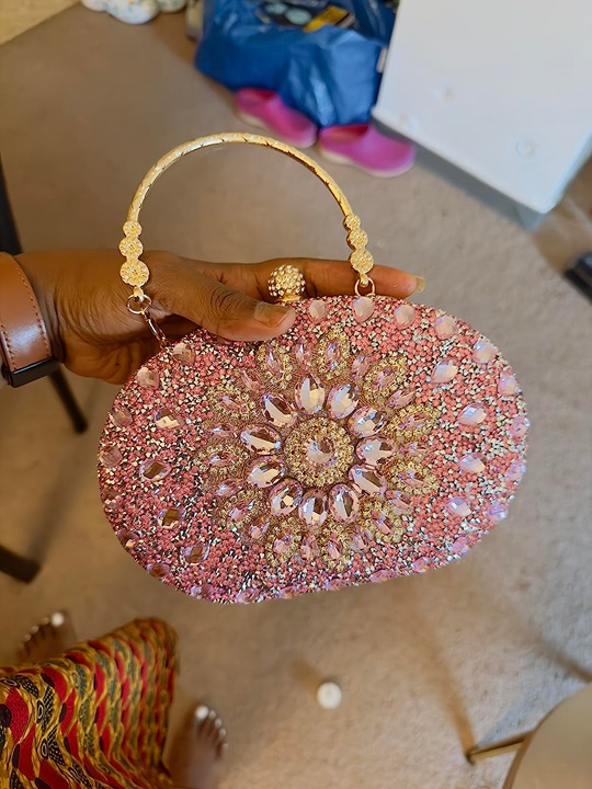 Rhinestone Pink Evening Clutch for Women Crystal Diamond Glitter Sparkly Handbag